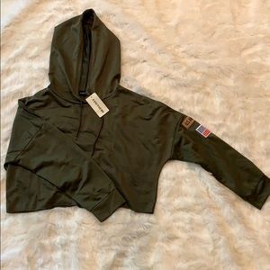 army green cropped hoodie